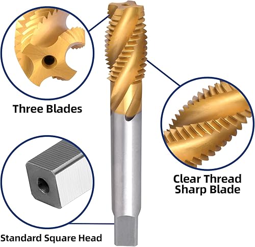 Burkit M30 X 3.5 Spiral Flute Tap, HSS Titanium Coated Spiral Flute Plug Threading Tap M30 x 3.5 - Poueer