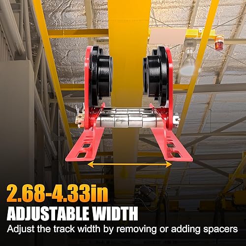 Rengue Electric Hoist Manual Trolley - 1Ton Capacity I-Beam Trolley, Hoist Trolley for PA600 to PA1000 Hoist Push Geared Overhead Dual Wheels, 2.68in - 4.33in Adjustable Beam Flange for Lifting - Poueer