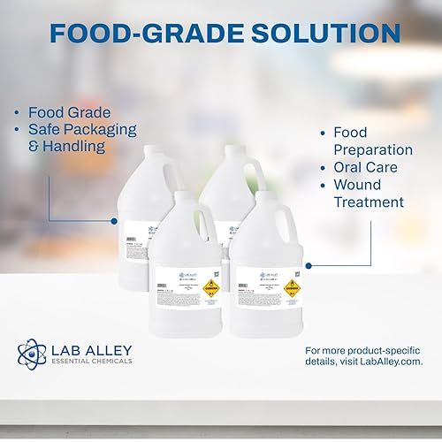 Hydrogen Peroxide 12% Food Grade, Kosher Certified, Halal, GMO-Free, Ideal for Kitchen, Laundry, Bath, Home - 1 Gallon - Poueer