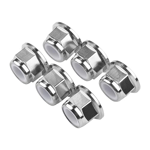 Titanium M6 M8 M10 M12 M14 Nuts Flange Nylon Lock Nut Pack of 6 (M12 Pitch 1.25mm) - Poueer