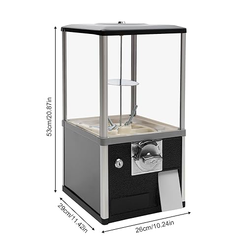 Freestanding Vending Machine,45-50mm Capsule Toys Small Vending Machine 2 * 25Cents Coin Gumball Machine Rectangle Bubble Gum Machine for Game Stores,Coin Operated Gumball Bank - Poueer