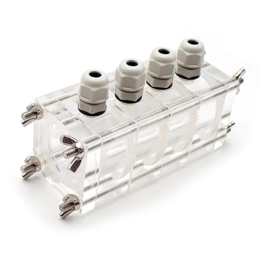 56ML Hydrogen Fuel Cell Reaction Chamber, Microbial Fuel Electrolyzer Quick Connect Reactor Clampable Proton Membrane MFC 4x14ML - Poueer