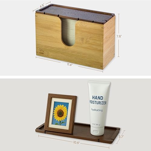 eBun Bamboo Folded Paper Towel Holder – Wall Mount & Countertop Paper Towel Dispenser for Bathroom, Kitchen & Office – Fits C-Fold, Multifold, Z-Fold Towels – Rustic Modern Design, Black - Poueer