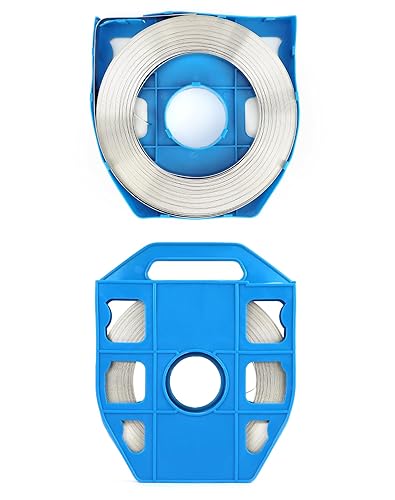 QWORK Band Strapping Coil, 1 Pack Stainless Steel Anti-Rust Strapping Band, 3/4' Width X 0.030' Thickness, 100-foot Roll in Blue Tote Bag, Bright Annealed Belt - Poueer