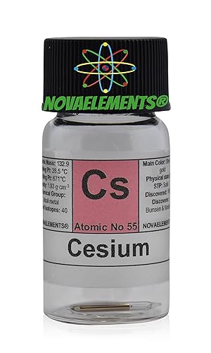 Cesium Metal Element 55 Sample Cs, Pure 15 mg 99,99% Argon Sealed Inside Labeled Glass Vial - Poueer