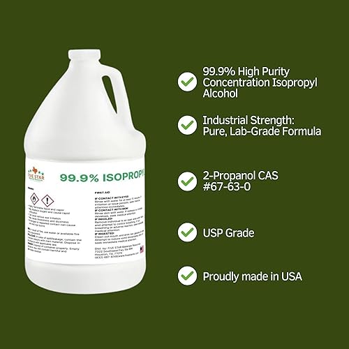 99.9% Pure Isopropyl Alcohol, 99.9 Percent IPA 1 Gallon, USP Grade, Made in The USA (1 Gallon,128 fl oz) - Poueer