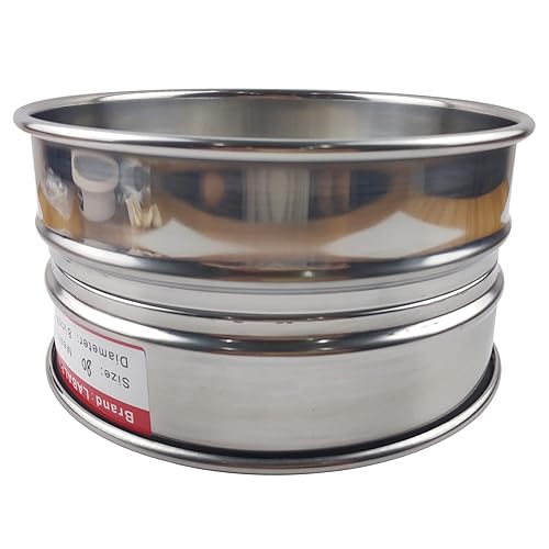 LABALPHA 300 Mesh Lab Sieves, #300 Mesh Test Sieve, 8'' Diameter, 304 Stainless Steel Wire Cloth (0.054mm) - Poueer