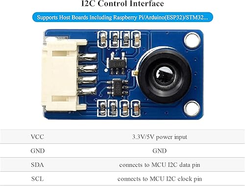 MLX90641 IR Array Thermal Imaging Camera, 55° Field of View, 16x12 Pixels, I2C Interface, Compatible with Raspberry Pi 5/ 4B/3B+/3B/2B/A+/Zero W/WH/Zero 2 W/Pico 2W/Ar-duino/STM32,etc. - Poueer