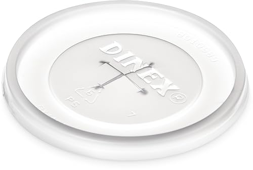 DINEX DX1191ST8714 Disposable Lid with Straw Slot for CFS Stackable and Louis Tumblers, 0.5' Height, 2.62' Width, 2.62' Length, Polystyrene, Translucent (Pack of 1000) - Poueer