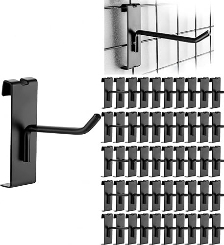 50PCS Gridwall Hooks,2 Inch Gridwall Accessories Heavy Duty Display Hooks for Grid Wall Panels Retail Shop Trade Show Display Home Office Garage Storage Supplies(Black) - Poueer