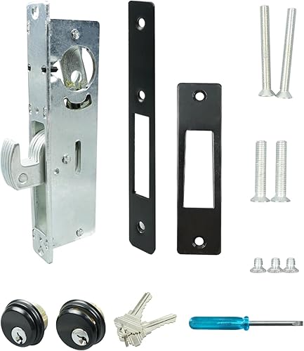 Storefront Door Mortise Lock 1-1/8' Door Locks with Backset Deadbolt & Double Keyed Cylinder Combo Lock Aluminum - Poueer