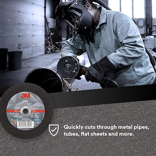 3M Silver Cut-Off Wheel, 87458, T1, 3 in x .035 in x 3/8 in, Pack of 25, Precision Shaped Grain, Pipe Cutting, Stainless and Mild Steel, Metal Fabrication, Metalworking - Poueer