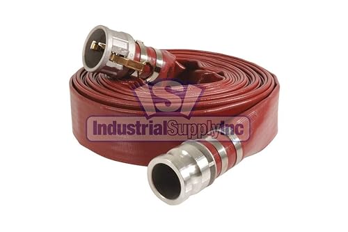 Water Discharge Hose - 3' x 50 FT - Camlocks - Red - Industrial Supply - Poueer