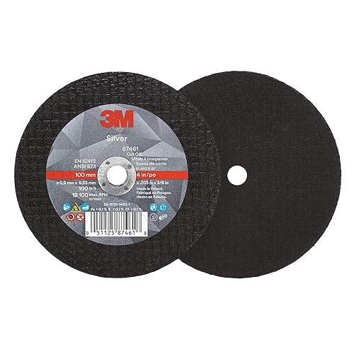 3M Silver Cut-Off Wheel, 87458, T1, 3 in x .035 in x 3/8 in, Pack of 25, Precision Shaped Grain, Pipe Cutting, Stainless and Mild Steel, Metal Fabrication, Metalworking - Poueer
