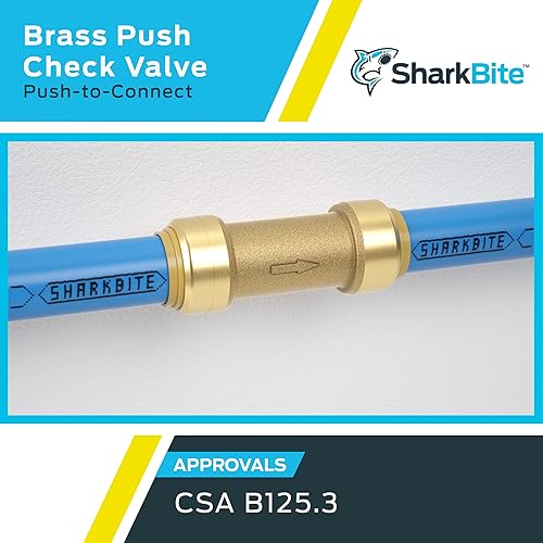 SharkBite 1 Inch Check Valve, Push to Connect Brass Plumbing Fitting, PEX Pipe, Copper, CPVC, PE-RT, HDPE, U2020-0000LFA - Poueer