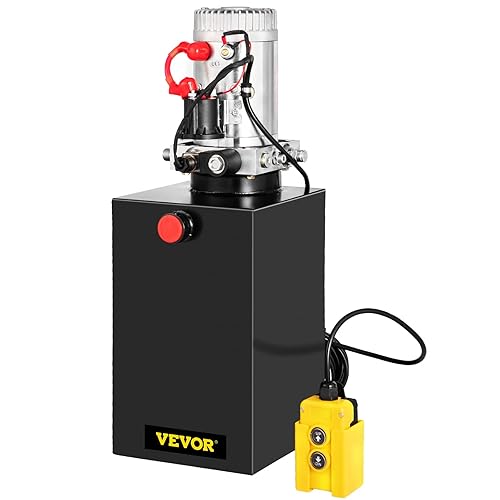 Mophorn Single Acting Hydraulic Pump 12V DC Hydraulic Power Unit 3.75 Gallon Dump Trailer Pump Steel Hydraulic Power Unit (Steel, 15 Quart/Single Acting) - Poueer
