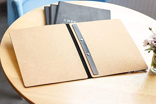 Leather Menu Cover with Cork-Menu Holder, Cafe Menu Folder Book for Bar, Menu Covers, Custom Wine List Hard Menu Covers, Menu Sleeves, Menu Booklet, Restaurant Cocktail Menu Holder Case - Poueer