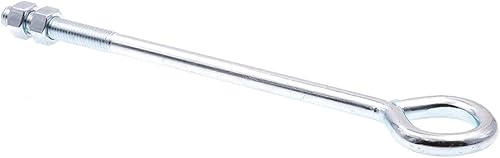 Prime-Line 9067029 Eye Bolts With Nuts, 1/2 In.-13 X 12 In., Zinc Plated Steel (10 Pack) - Poueer