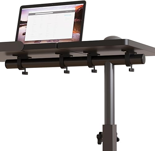 Over The Bed Table with Wheels Rolling Cart Tilting Sofa Laptop Stands Hospital Tray Medical OverbedTables-Black - Poueer