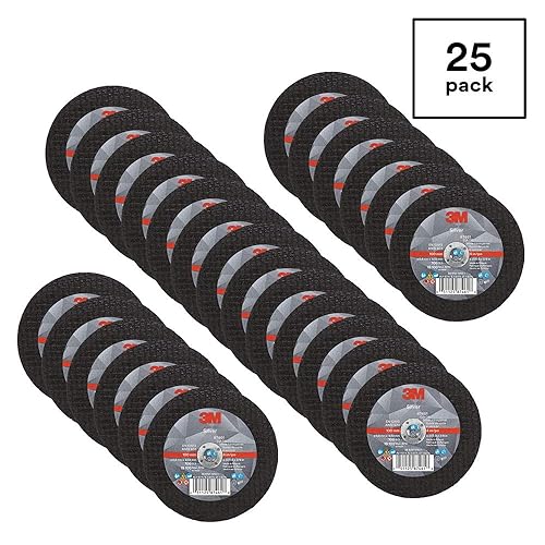 3M Silver Cut-Off Wheel, 87458, T1, 3 in x .035 in x 3/8 in, Pack of 25, Precision Shaped Grain, Pipe Cutting, Stainless and Mild Steel, Metal Fabrication, Metalworking - Poueer