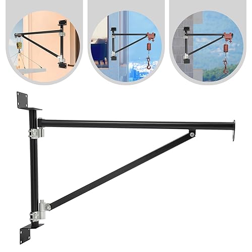 Wall Mount Jib Crane, 440lbs Capacity Wall Mount Hoist Bracket, 180° Swing Alloy Steel Heavy Duty Crane Support Arm Swing Arm Crane Bracket (Red) - Poueer