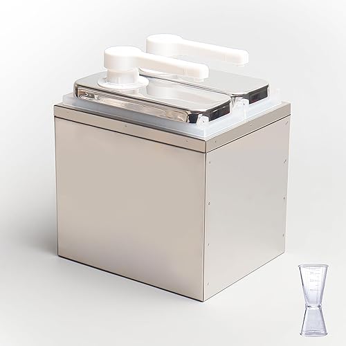 Condiment Pump Dispenser, Stainless Steel Ketchup Pump Dispenser with Measuring Jigger Set-Detachable Leak-Proof Design|for Sauce Honey Syrup Dressing|Commercial & Home Kitchen Use (2L-4jars) - Poueer