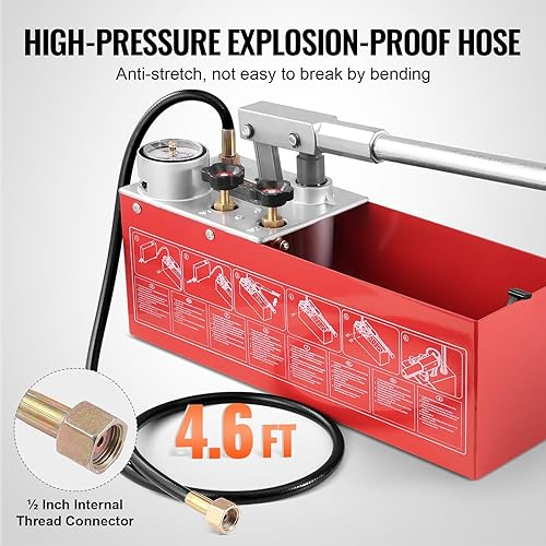 VEVOR Test Pump, Pressure Test Pump, Filling Pump, Pressure Test Pump, Hydrostatic Test Pump, Hydraulic Pressure Test Pump, 25 Bar / 2.5 MPa Water Pressure Tester, 12 L Tank Volume - Poueer