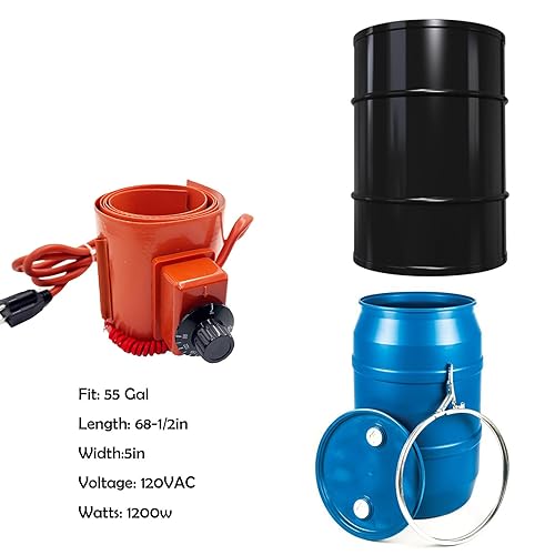 5 Gallon Drum Heater Band for Grease Kegs, Honey Drums & Water Buckets –120V 800W with Twist Temperature Controller (86°F to 302°F) - Poueer