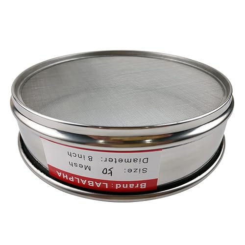 LABALPHA 300 Mesh Lab Sieves, #300 Mesh Test Sieve, 8'' Diameter, 304 Stainless Steel Wire Cloth (0.054mm) - Poueer