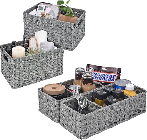 GRANNY SAYS Bundle of 2-Pack Wicker Baskets & 2-Pack Wicker Shelf Baskets - Poueer