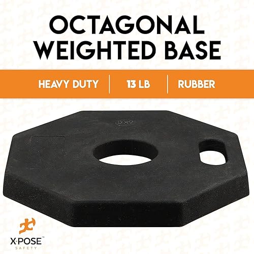 Xpose Safety 45' Blue Delineator Posts with Base, 3-Pack – Ring Top, 10' Reflective Band, 13 lb Rubber Base – Traffic, Parking, Construction, Events - Poueer