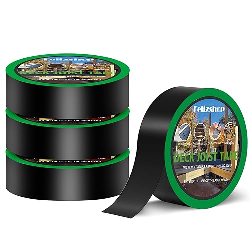 Butyl Joist Deck Tape, 2' X 50' Deck Joist Tape Waterproof Flashing Tape, Weather Resistance Self-Adhesive Joist Tape Decking for Deck Joist Beams Protection(12 Rolls) - Poueer