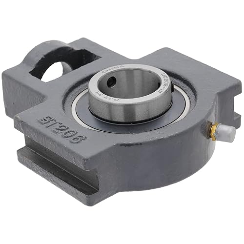 [2-Pack] UCT206-19 - Take-Up Housing Ball Bearing Unit, Insert Bearing UC206-19, Cast Iron Housing T206, Bore Shaft 1.187 in (30.16 mm), Set Screw Locking, 4.449 in (113 mm) Length Total - Poueer