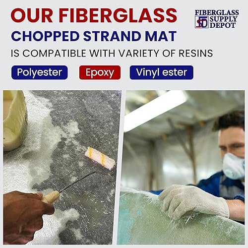Fiberglass Chopped Strand Mat .75oz Full Roll | 50 inches Wide x 420 Feet Long |140 Yards Rolled | Hand Layup, Vacuum Bagging, Polyester or Vinyl Ester Resins - Poueer