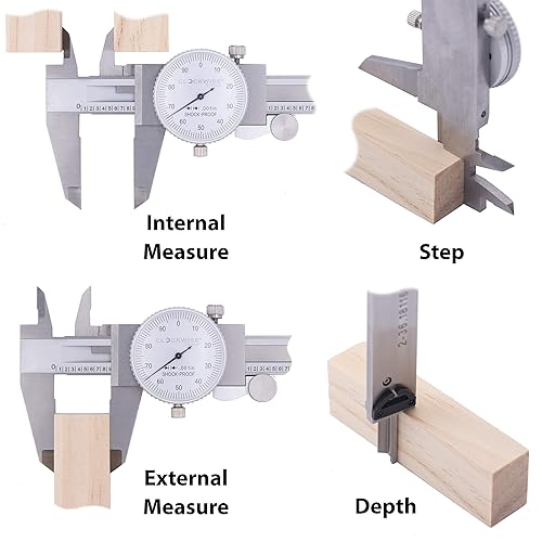 DDLR-0805 Pro Dial Caliper 0-8 Inch Double Shock Proof Stainless Steel Body SAE Measuring Tool - Poueer