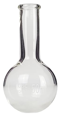 FRB50-PK Glass Gsc Round Bottom Boiling Flask, 50 mL Borosilicate Glass, 1.6907 fl. oz. Capacity (Pack of 12) - Poueer