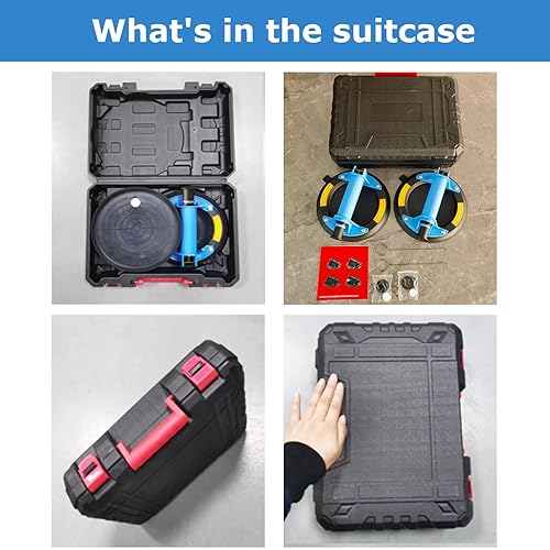 4Pack Glass Suction Cups to Lift Large Glass/Granite/Tile/Window, 2pcs Black and 2pcs Blue - Poueer