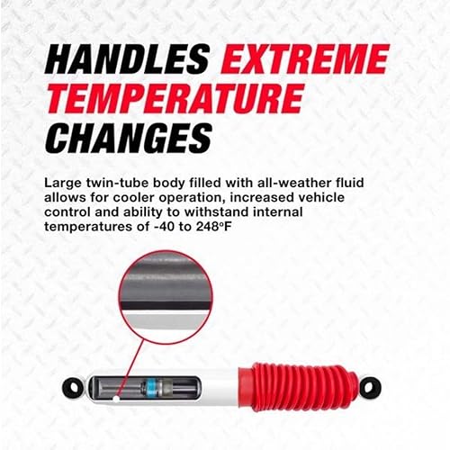 RS5000X Series Set of Front & Rear Shocks fits 1997 2006 Wrangler TJ with 2.5' Lift - Accommodates Larger Wheels - Includes TrendsAuto Decal - Poueer