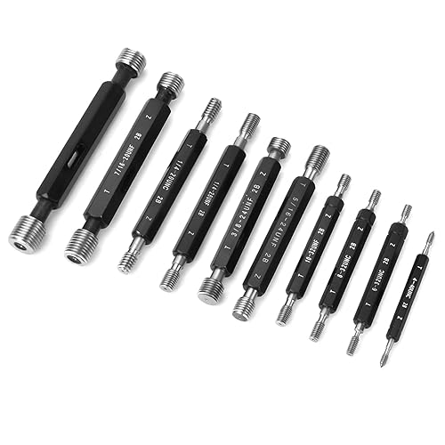 Thread Plug Gauge High Accuracy Double End Through Stop Measurement Hand Tool for Hardware Tool Thread Diameter Measurement 10Pcs (Imperial Thread) - Poueer