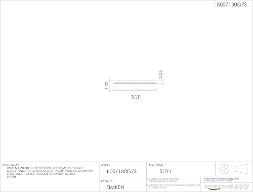 Timken LM814810 Tapered Roller Bearing, Single Cup, Standard Tolerance, Straight Outside Diameter, Steel, Inch, 4.6250' Outside Diameter, 0.7500' Width - Poueer