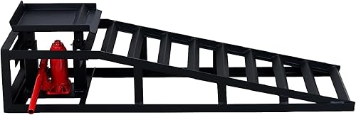 2 Pack Hydraulic Car Ramps 5T 11000lbs Low Profile Car Lift Service Ramps Truck Trailer Garage,Height Hydraulic Vehicle Ramps, Lift Height 9.8-15 Inches -Black - Poueer