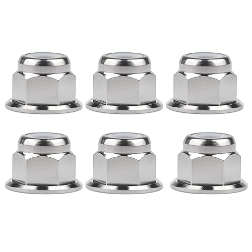 Titanium M6 M8 M10 M12 M14 Nuts Flange Nylon Lock Nut Pack of 6 (M12 Pitch 1.25mm) - Poueer