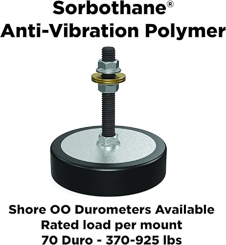 Isolate It!: Sorbothane Anti-Vibration Leveling Mount - 3/8-16 3' Stud - 0.88' (H) - 3.5' (Dia) 70 Duro - 2 Pieces - Poueer