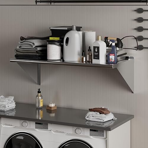AmGood 24' X 48' Stainless Steel Wall Shelf | NSF | Garage, Laundry, Storage, Utility Room | Restaurant, Commercial Kitchen - Poueer