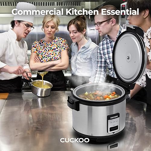 CUCKOO CR-3055 30-Cup (Uncooked) / 60-Cup (Cooked) Large Capacity Commercial Rice Cooker & Warmer with Nonstick Inner Pot, Switch Press (Silver/Black) - Poueer