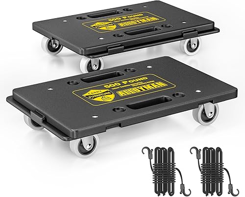 Furniture Dolly,Furniture Movers with Wheels, 500 lbs Capacity, Moving Dolly Cart Heavy Duty,4 Wheels Small Flat cart for Moving Heavy Duty,2 Pack,Black - Poueer