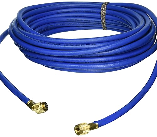 Yellow Jacket 21350 Plus II Hose Standard 1/4' Flare Fittings, 50', Blue - Poueer