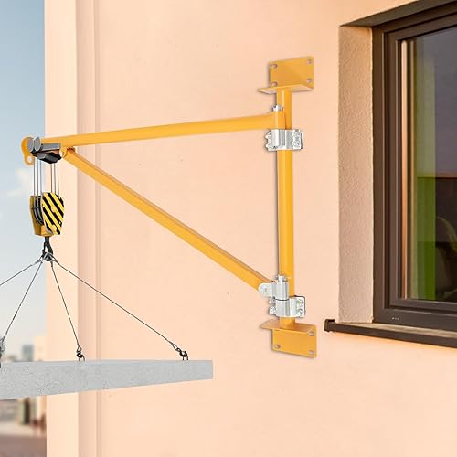 Wall Mount Jib Crane, 440lbs Capacity Wall Mount Hoist Bracket, 180° Swing Alloy Steel Heavy Duty Crane Support Arm Swing Arm Crane Bracket (Red) - Poueer