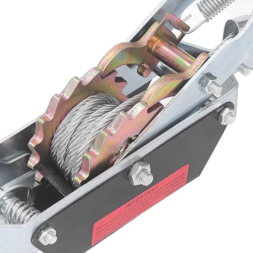 Power Cable Puller Rope Puller 2T with 2 Hooks Steel Cable, Gear Power Ratchet Automotive Hoist Cable Puller Construction Site Winch Power Puller Solid A3 Steel - Poueer