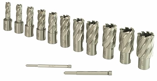 Steel Dragon Tools 13pc. High Speed Steel HSS Annular Cutter Kit 1' Depth and 7/16 in. to 1-1/16 in. - Poueer
